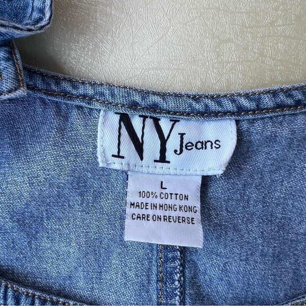 Vintage  NY Jeans 100% Cotton Denim Overall Dress Women Size L - Picture 7 of 7